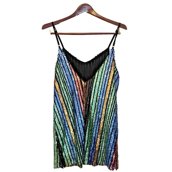 Show Me Your Mumu Vivian Slip Dress Rainbow Sequins Women's S Party Cocktail - Picture 3 of 8